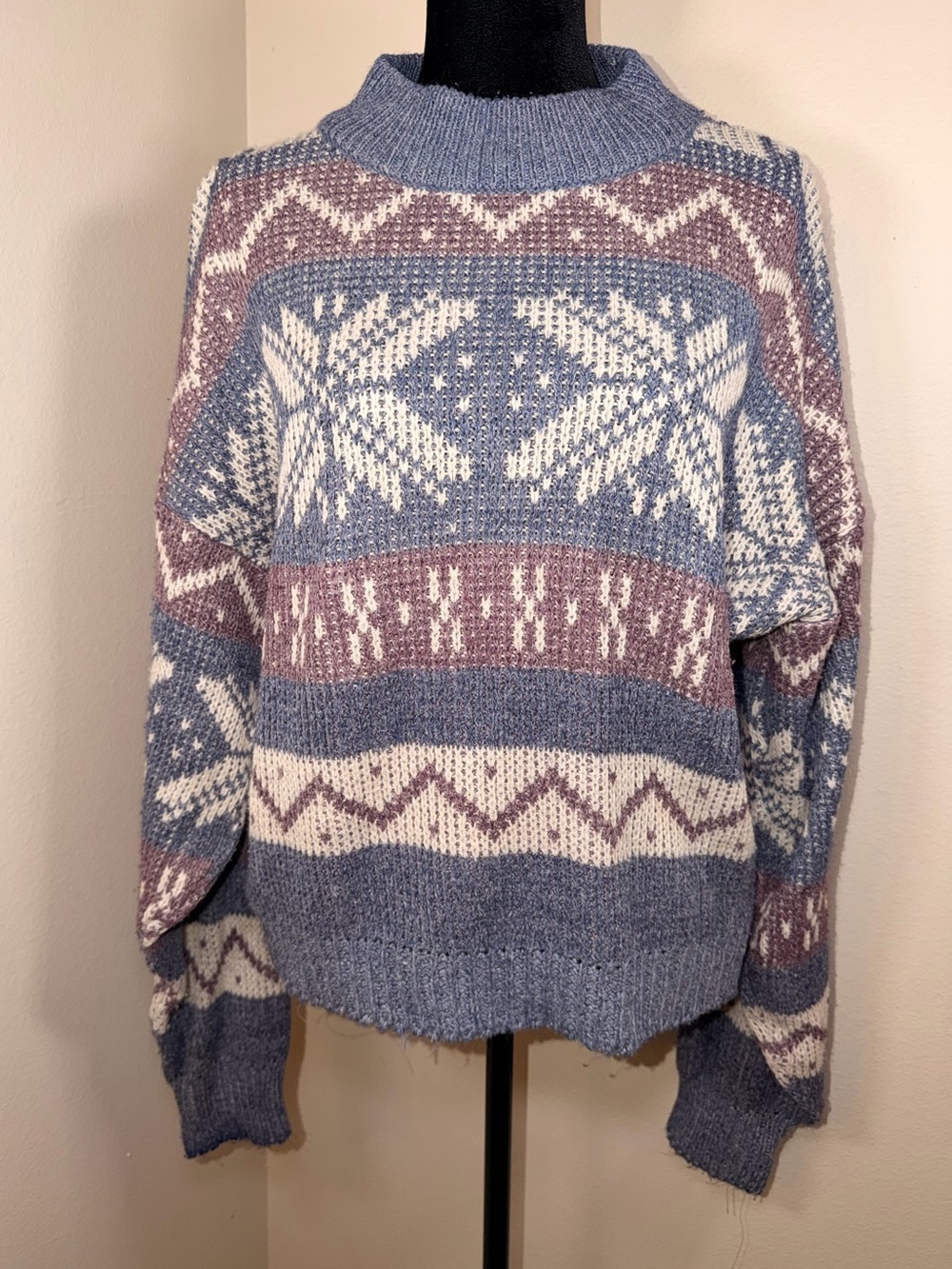 Vintage Bonjour International Cabincore Cottage Winter Patterned Sweater 90s 80s